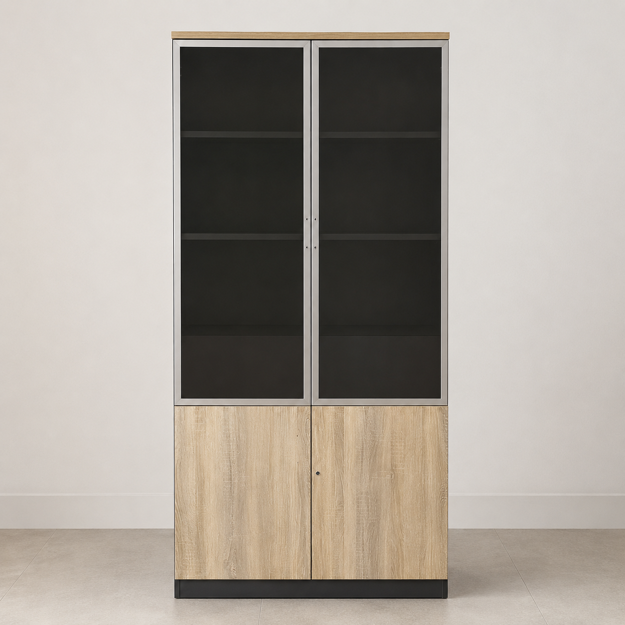 Light wood office display cabinet