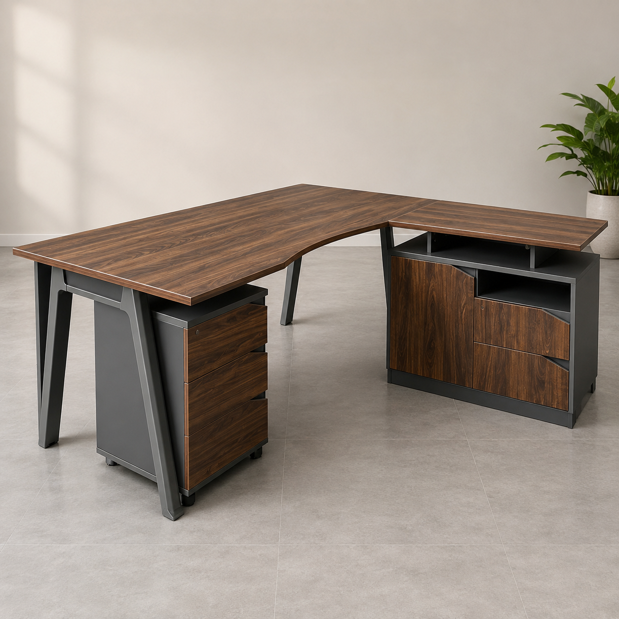 Walnut corner office table
