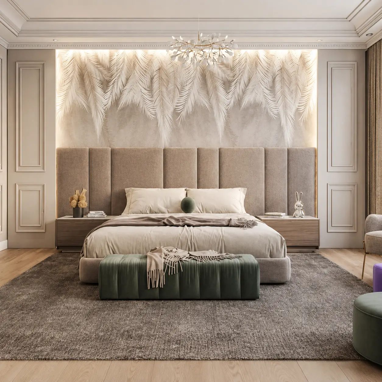 Luxury upholstered bedroom bed