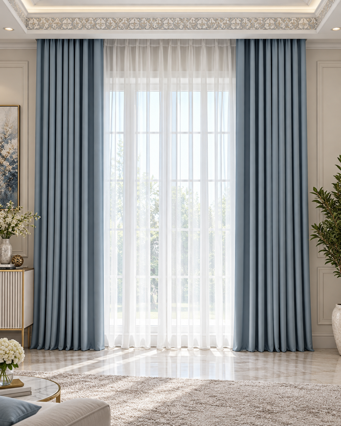 Premium layered window curtain